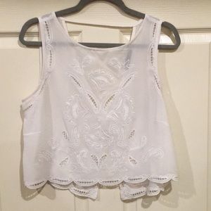 White, sheer detailed crop top